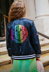 Rainbow Emoji Sequin Bomber