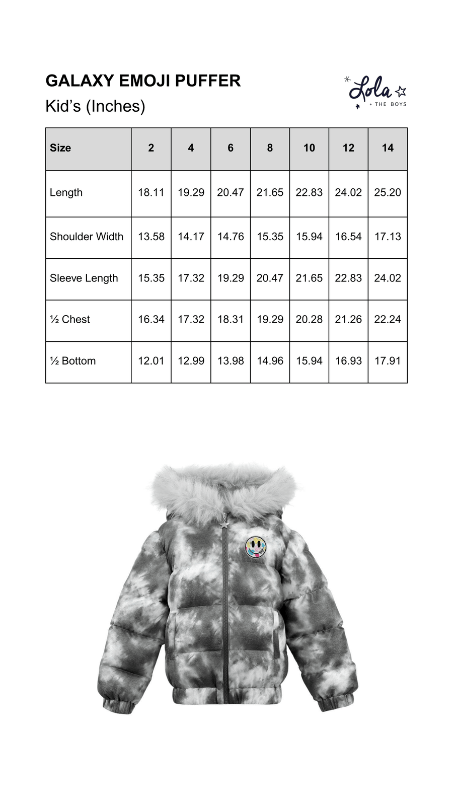 Size Chart Mobile