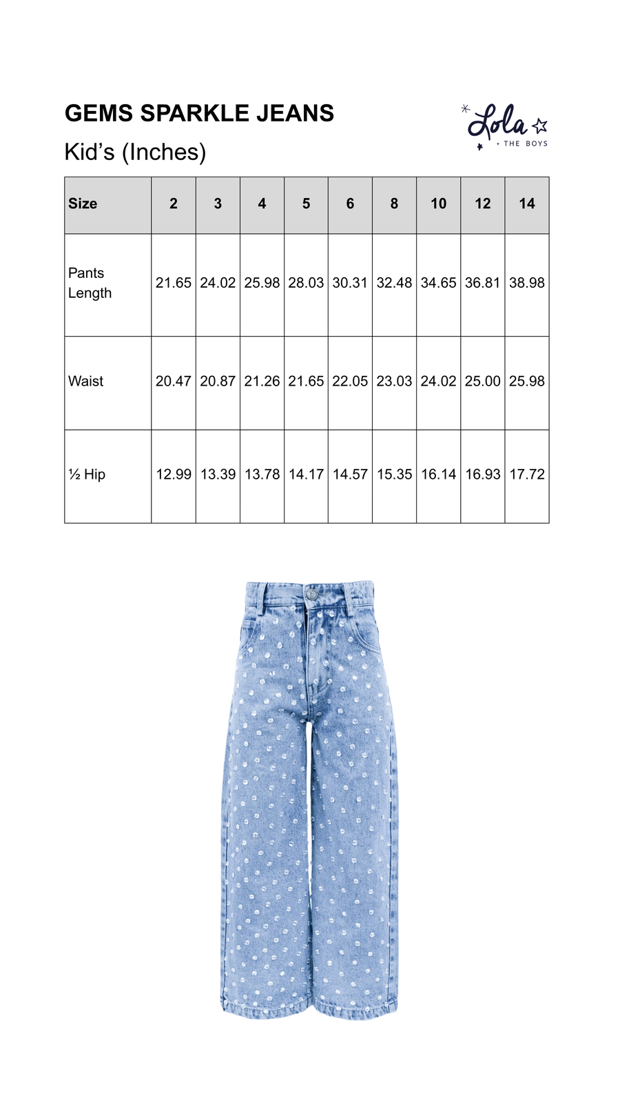 Size Chart Mobile