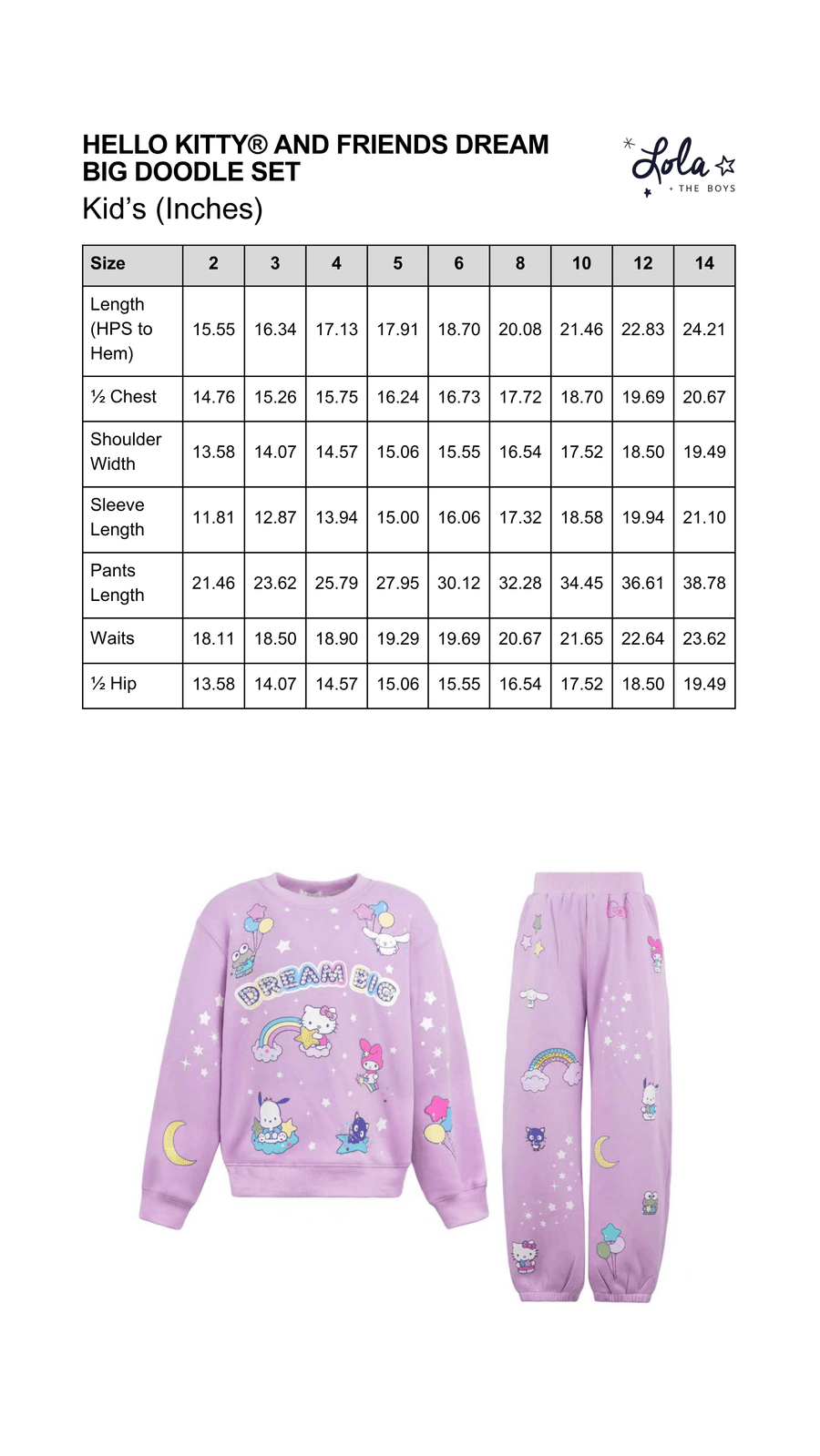 Size Chart Mobile