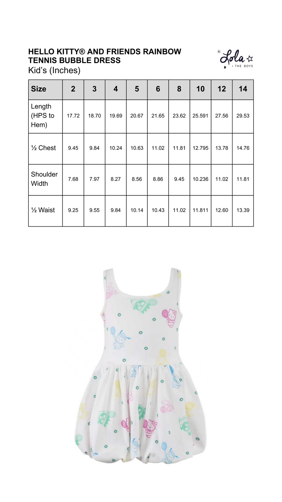 Size Chart Mobile