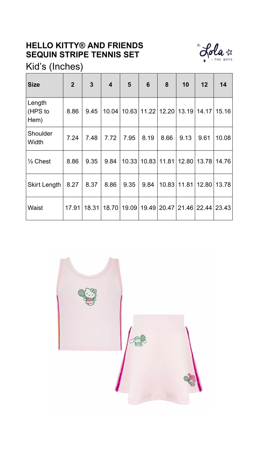Size Chart Mobile
