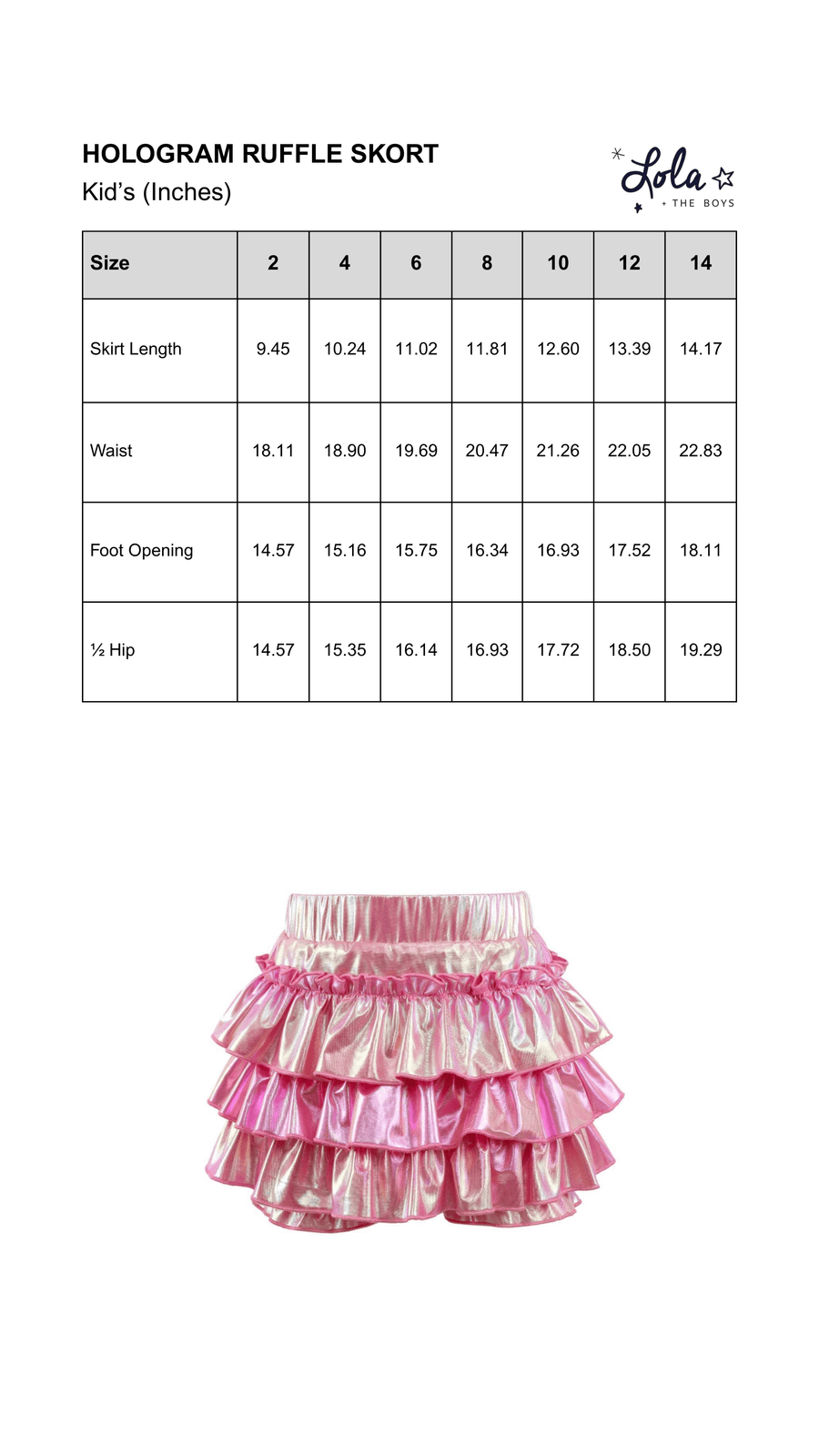 Size Chart Mobile