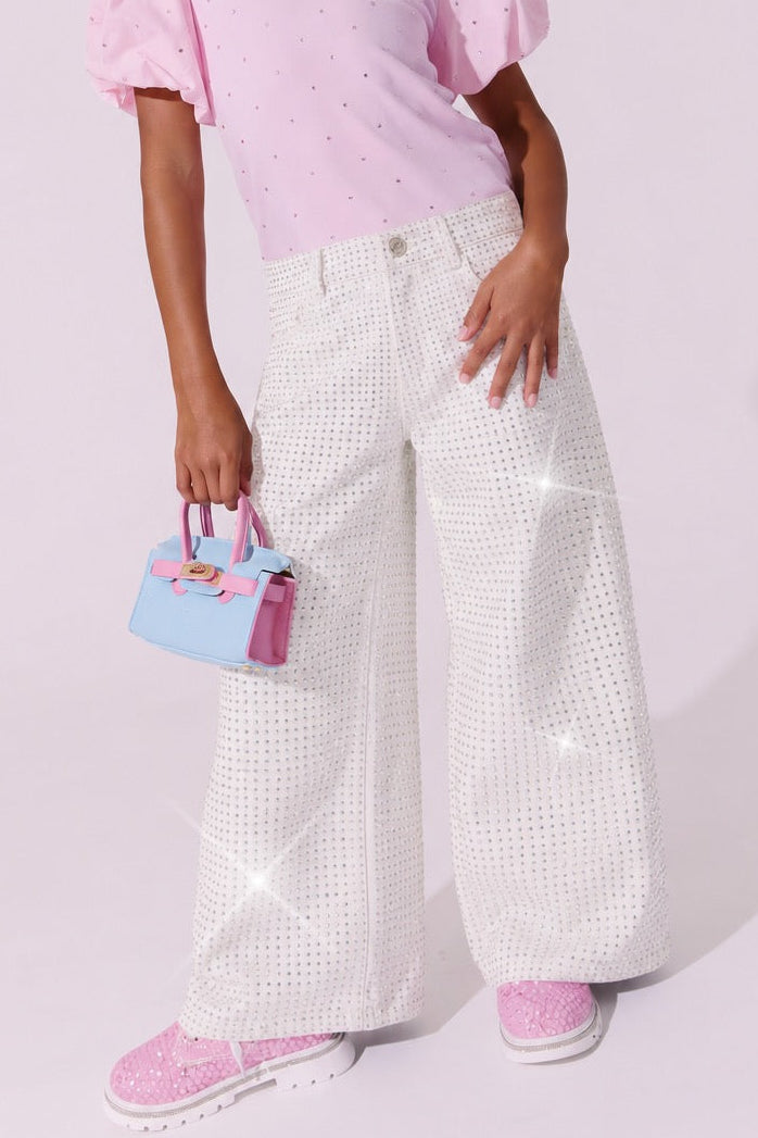 White Sparkle Crystal Denim Jeans