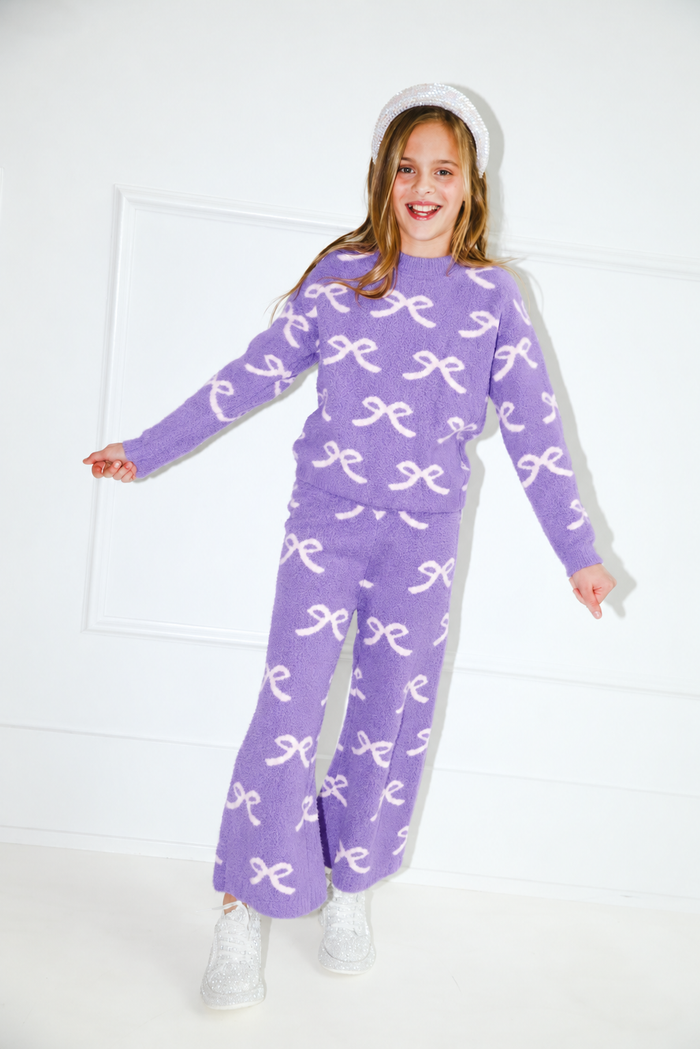 Lavender Pretty In Bows Fuzzy Set
