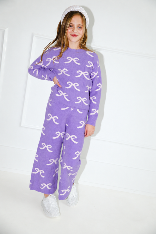 Lavender Pretty In Bows Fuzzy Set