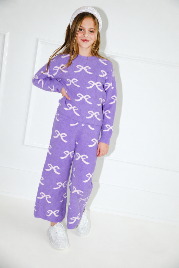 Lavender Pretty In Bows Fuzzy Set