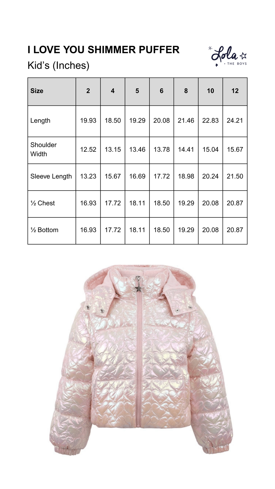Size Chart Mobile