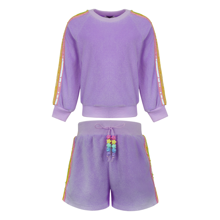 Lavender Rainbow Sequin Stripe Short Set
