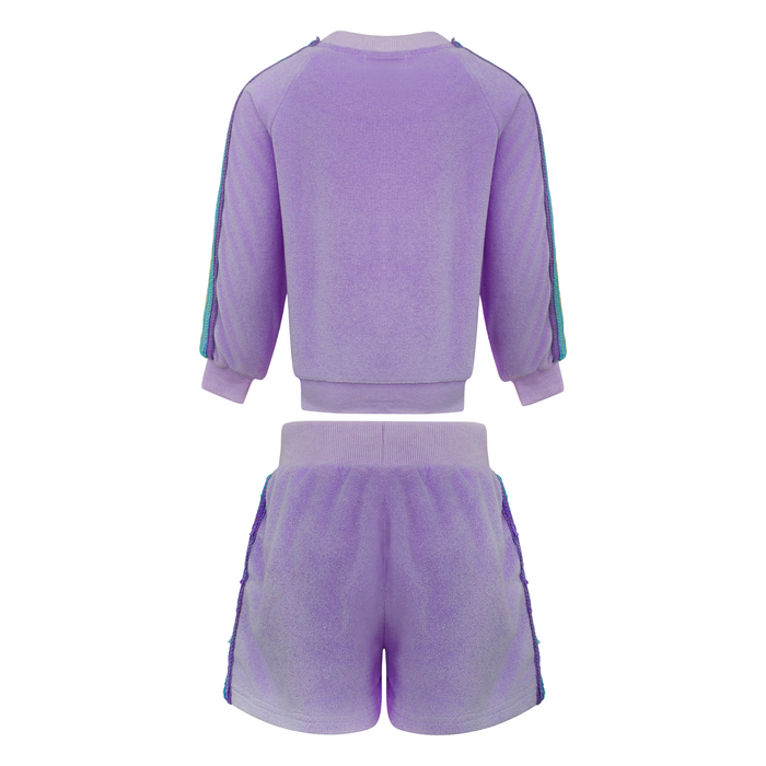 Lavender Rainbow Sequin Stripe Short Set