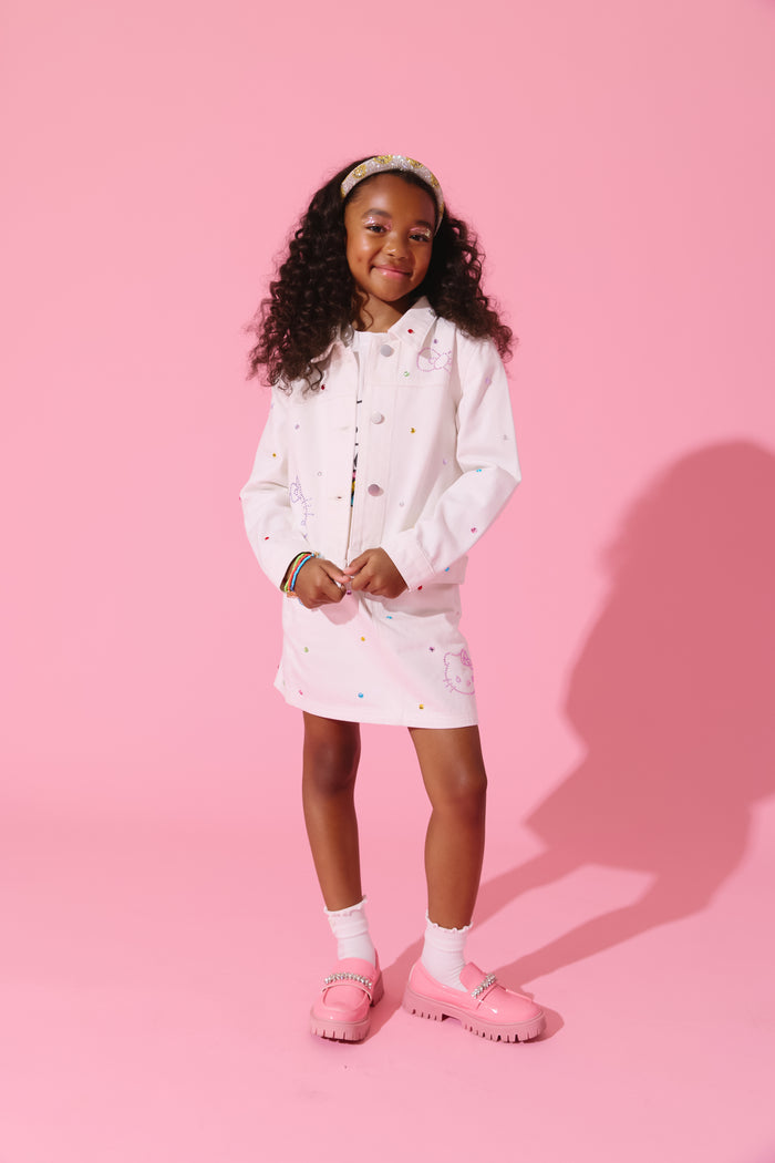 Hello Kitty® White Denim Rainbow Crystal Jacket