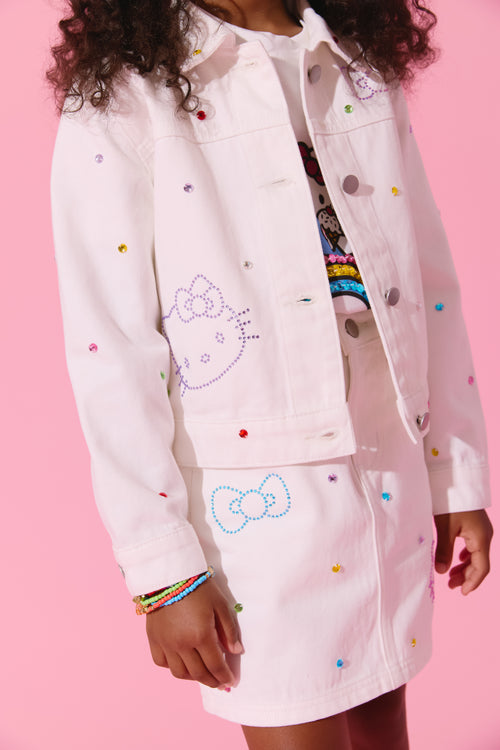 Hello Kitty® White Denim Rainbow Crystal Jacket