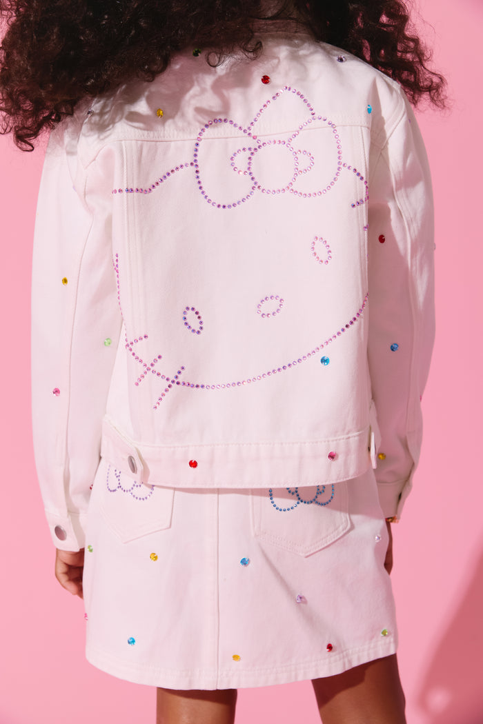 Hello Kitty® White Denim Rainbow Crystal Jacket