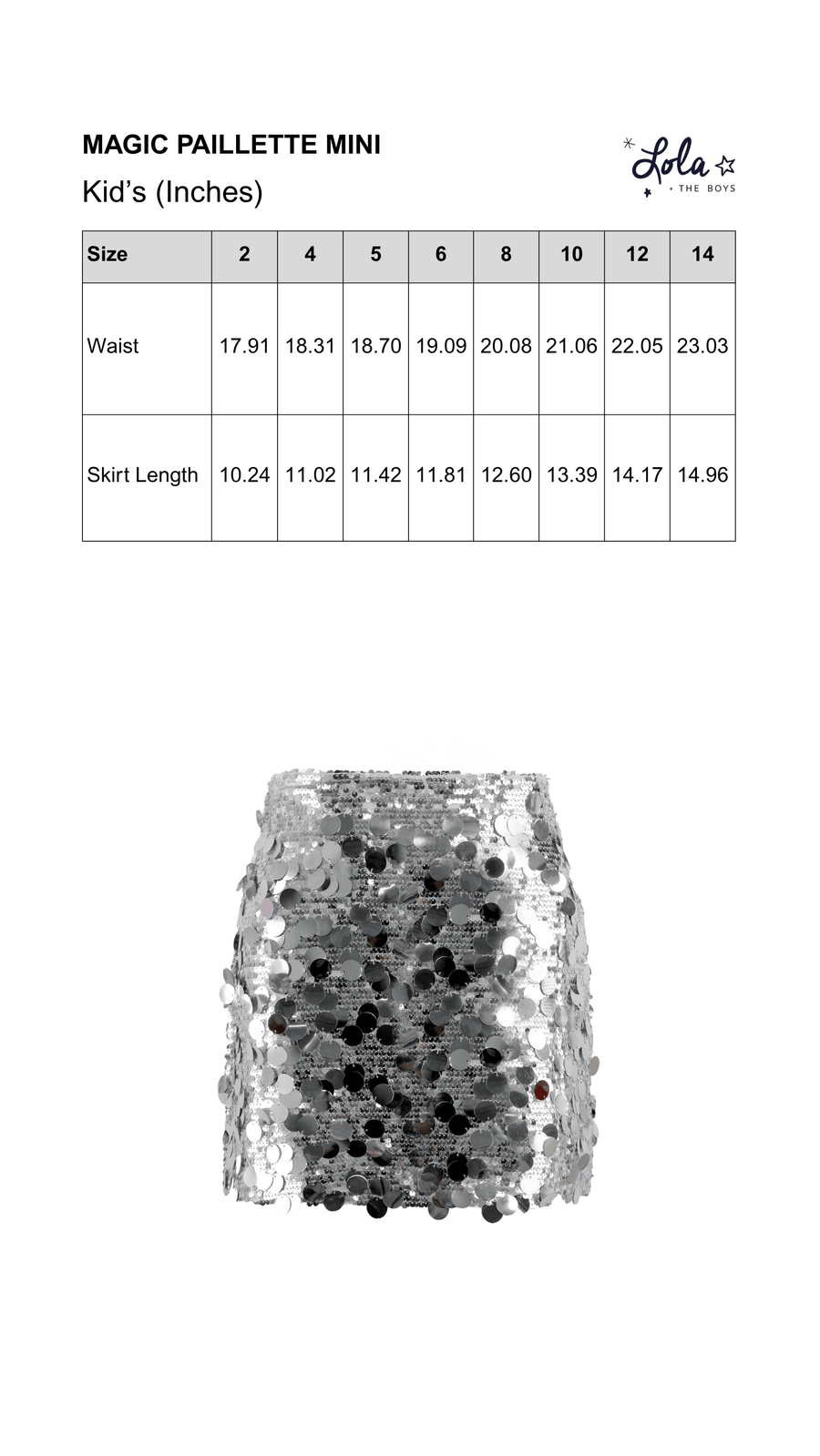 Size Chart Mobile