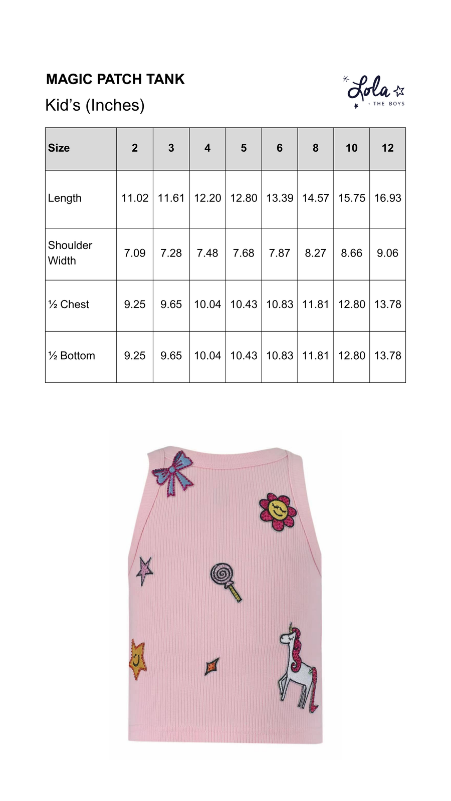 Size Chart Mobile