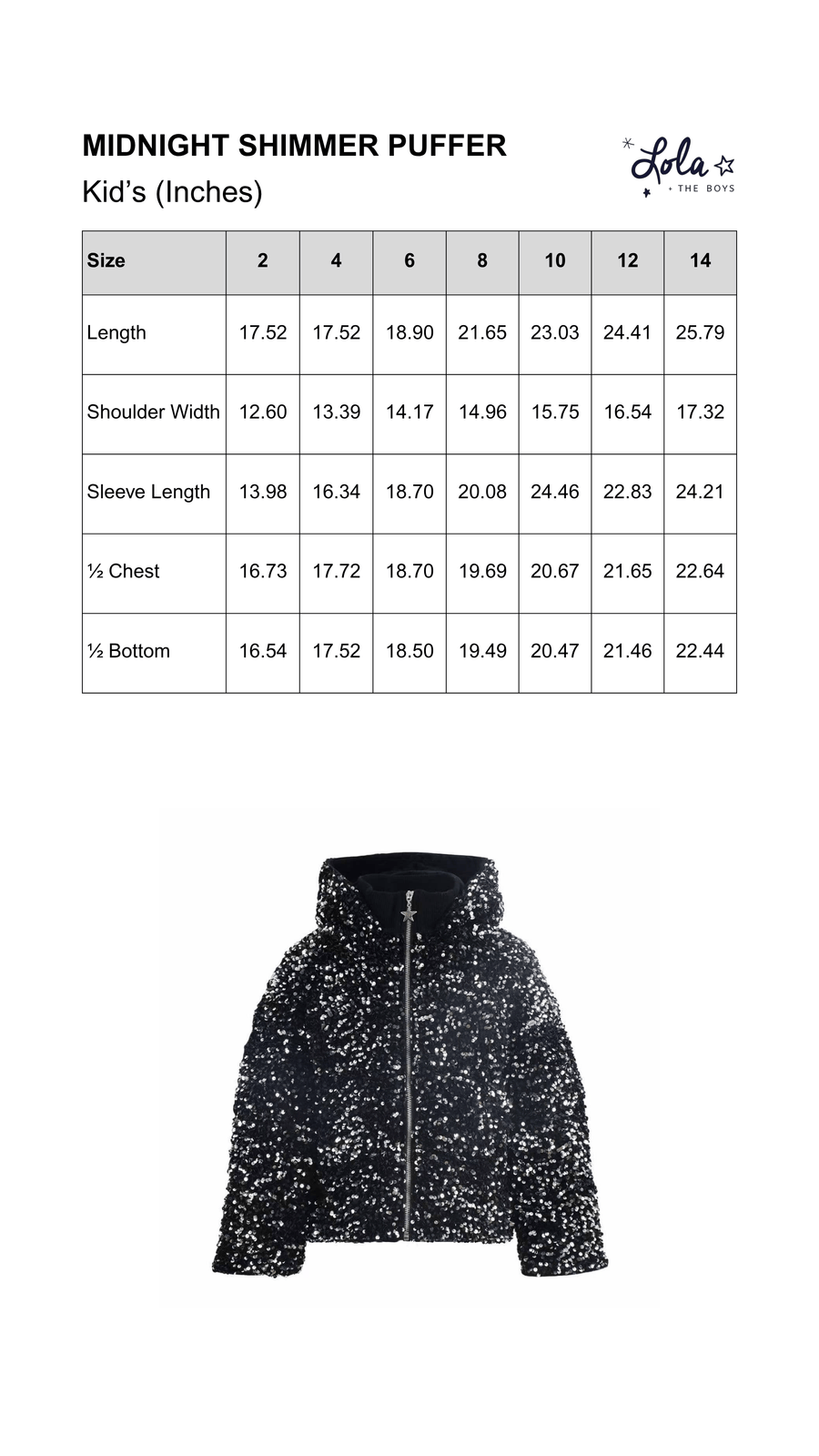 Size Chart Mobile
