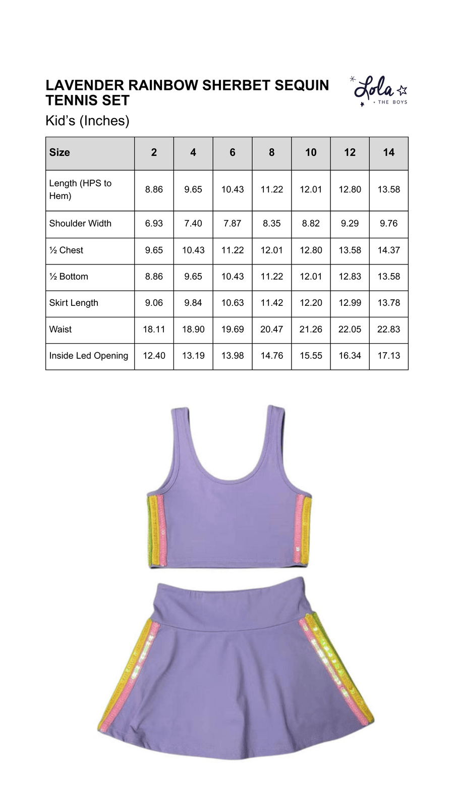 Size Chart Mobile