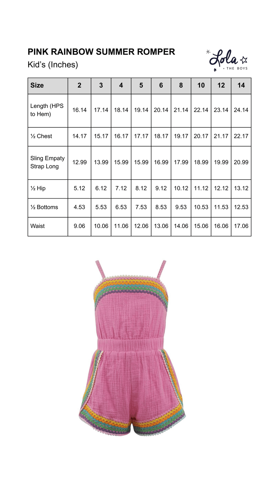 Size Chart Mobile