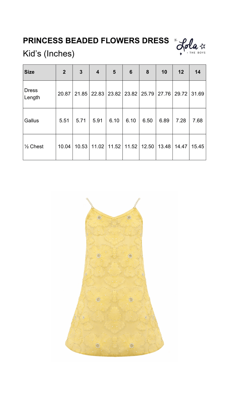 Size Chart Mobile