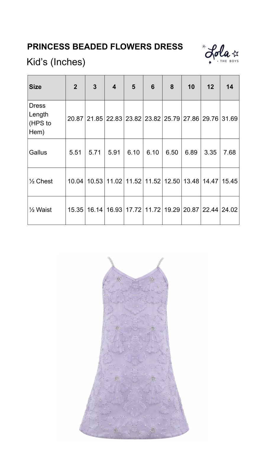 Size Chart Mobile