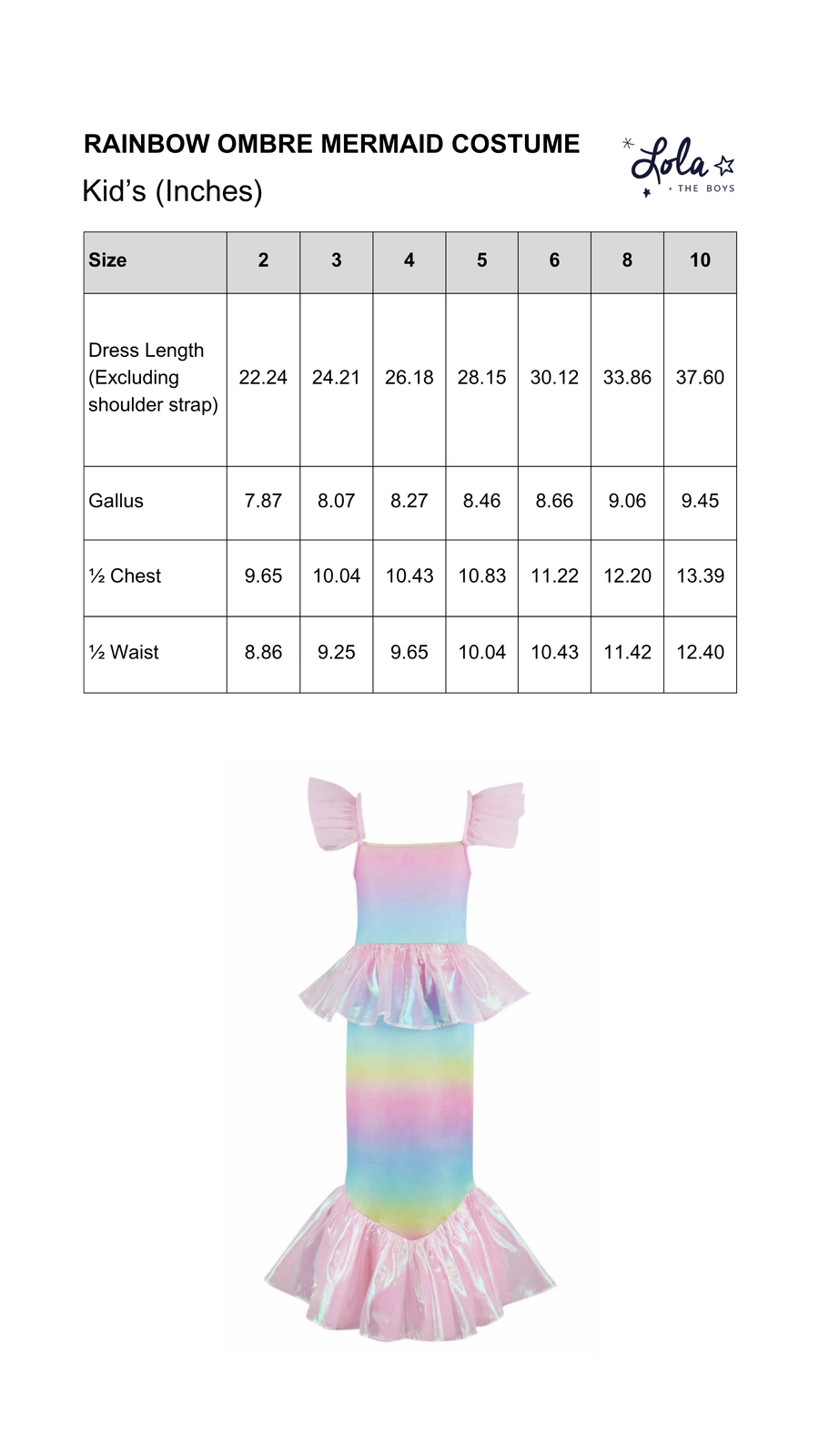 Size Chart Mobile