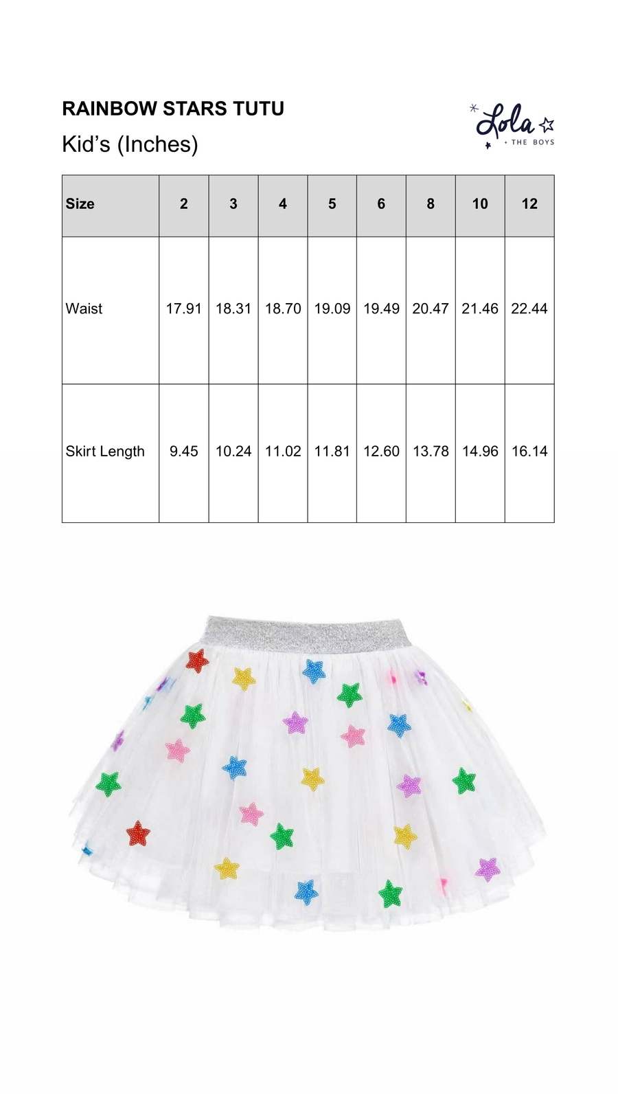 Size Chart Mobile