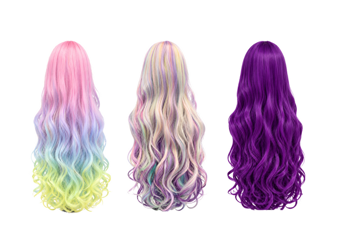 purple, rainbow ombre, rainbow highlights