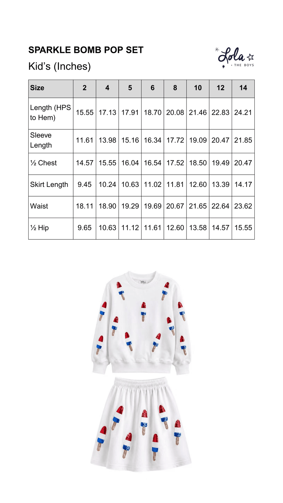 Size Chart Mobile