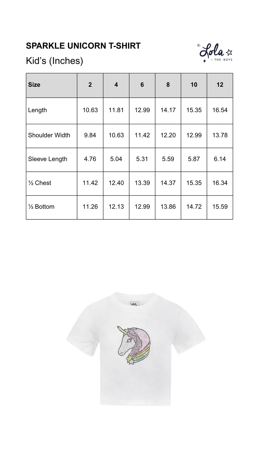 Size Chart Mobile