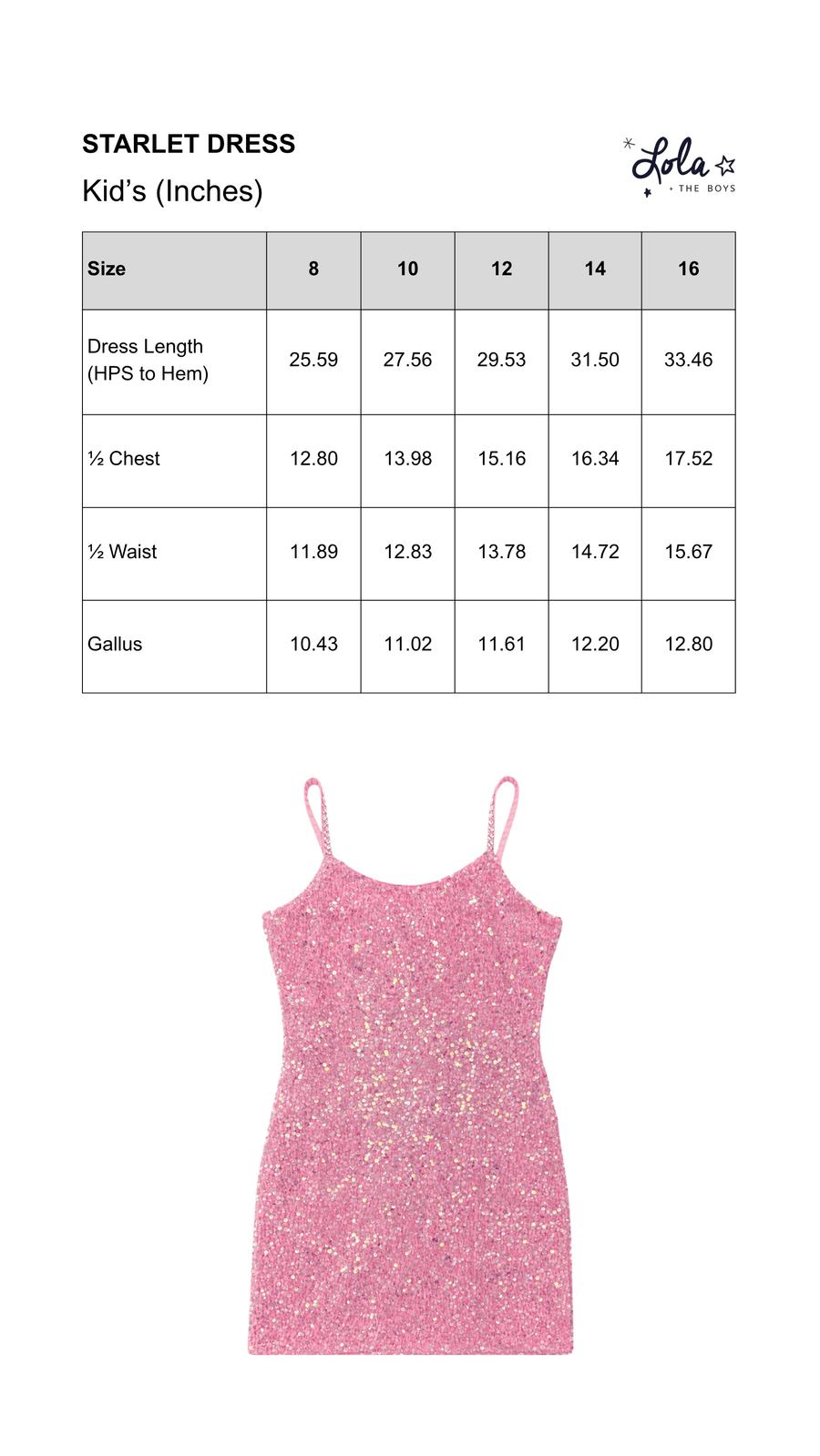 Size Chart Mobile