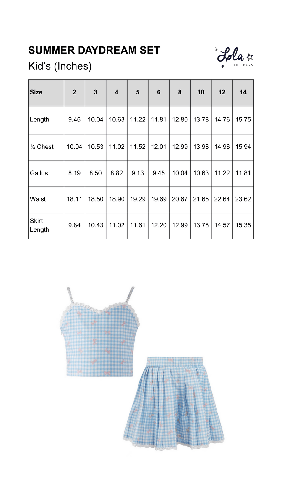 Size Chart Mobile