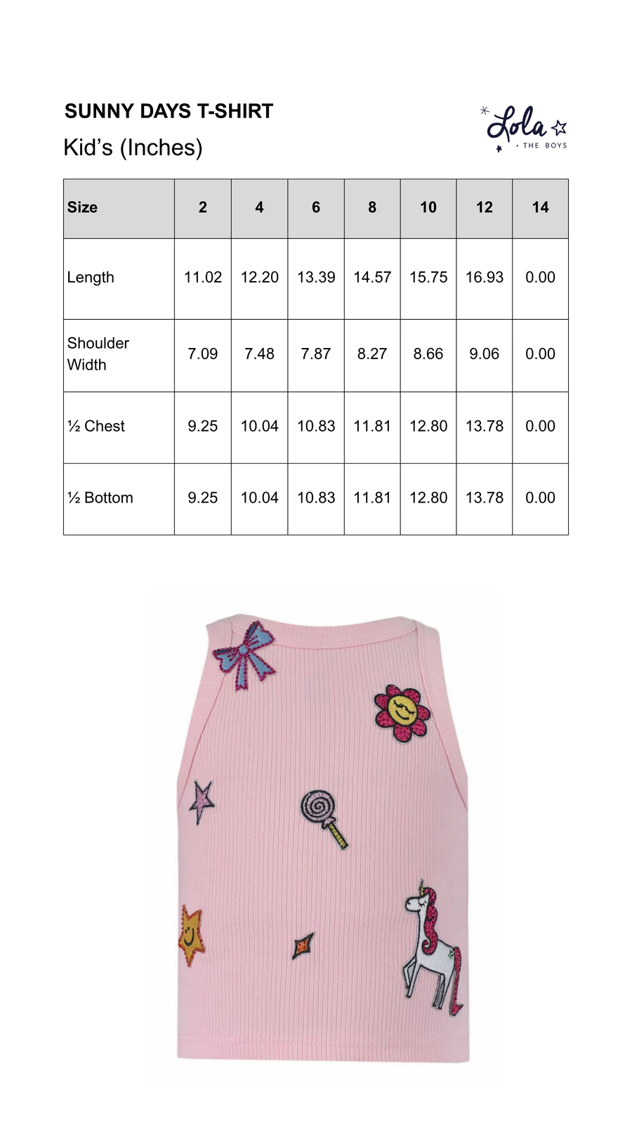 Size Chart Mobile
