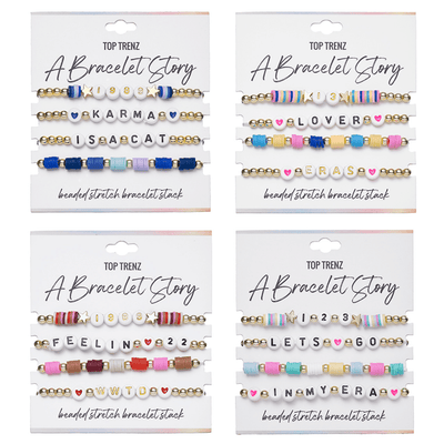 Top Trenz Accessories A Bracelet Story - Eras Edition Beaded Stretch Bracelets (4 bracelets per card)