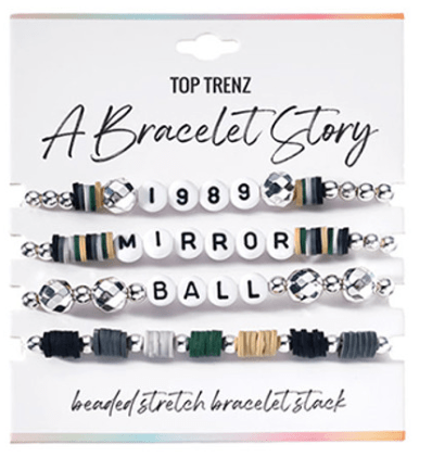 Top Trenz Accessories Mirror Ball A Bracelet Story - Eras Edition Beaded Stretch Bracelets (4 bracelets per card)