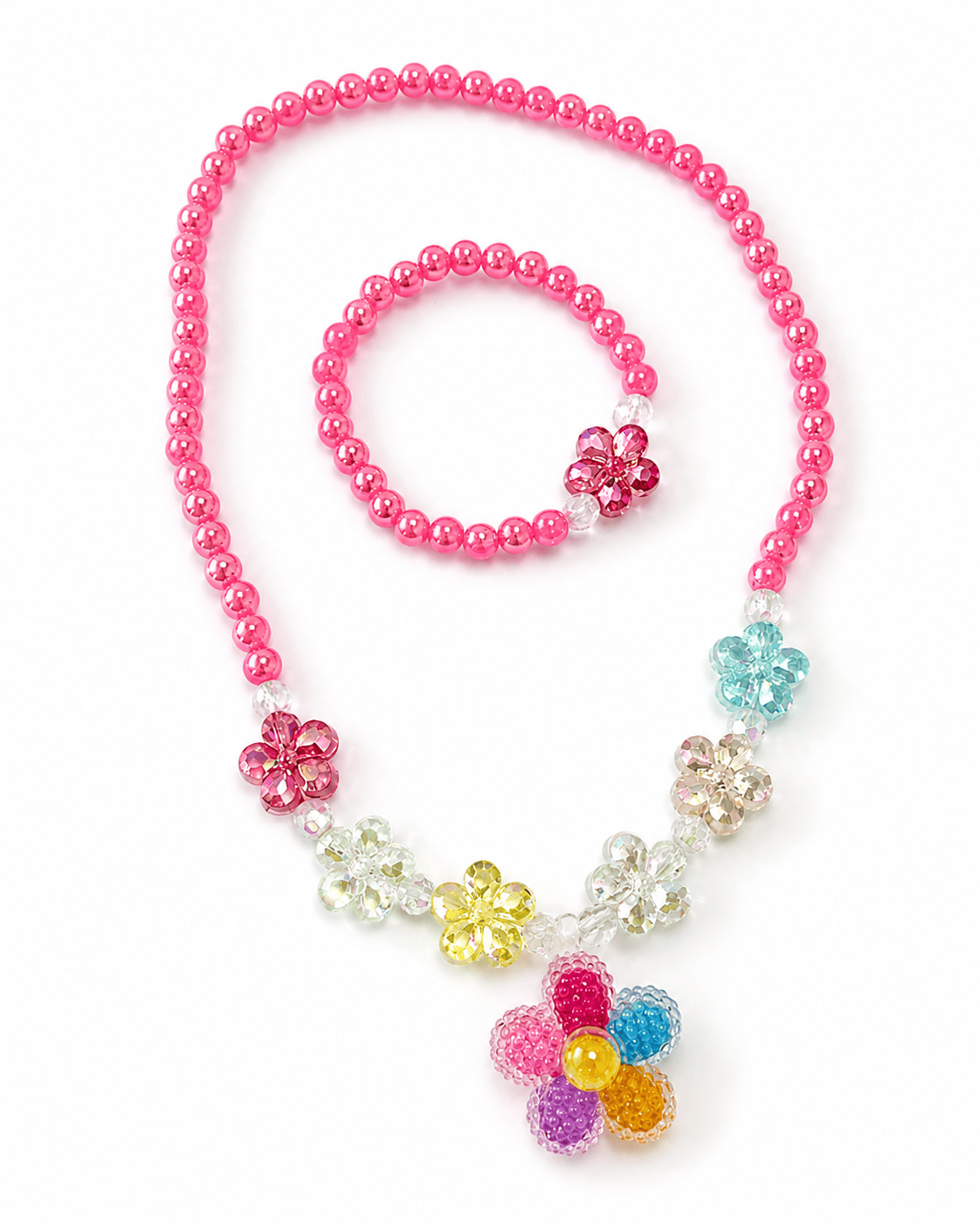 Beaded Daisy Bracelet and Necklace Set