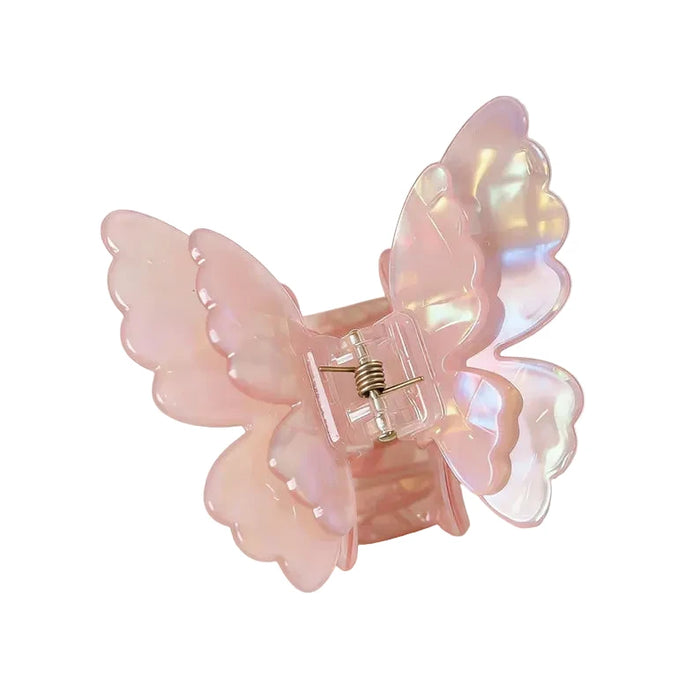 Top Trenz Accessories Light Pink Butterfly Pearl Claw Clip