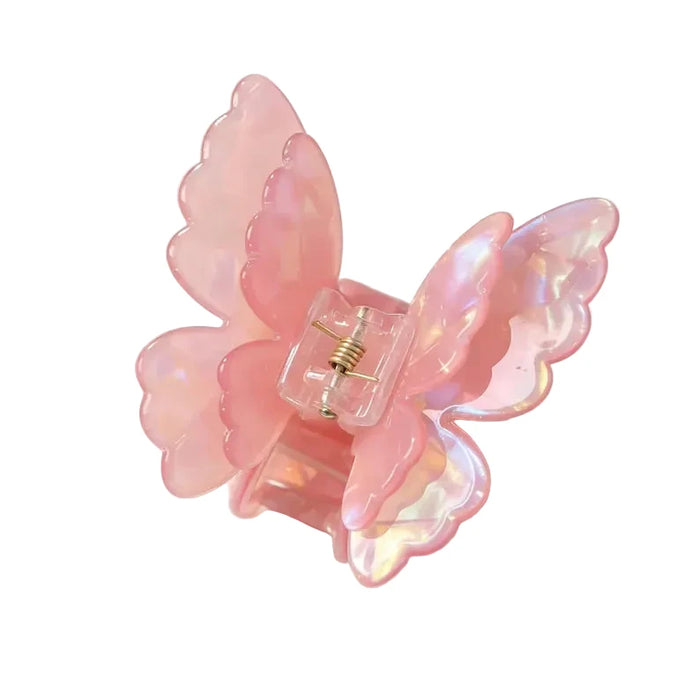 Top Trenz Accessories Pink Butterfly Pearl Claw Clip