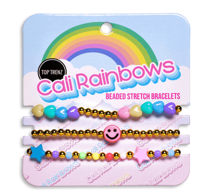 Top Trenz Accessories Rainbow Hearts Cali Stretch Beaded Bracelet Assortment