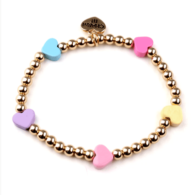 Lola + The Boys Accessories Gold Multi Heart Stretch Bead Bracelet Charm It! Charms & Bracelets