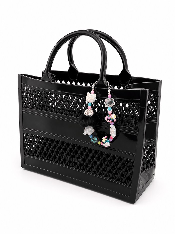 Lola + The Boys Accessories Black Charm Jelly Beach Bag