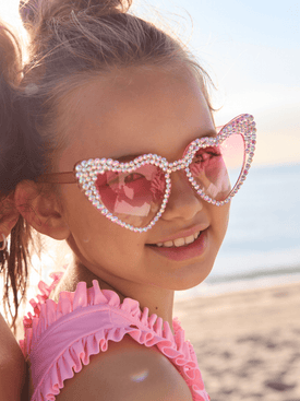 Crystal Encrusted Heart Sunnies display picture 1
