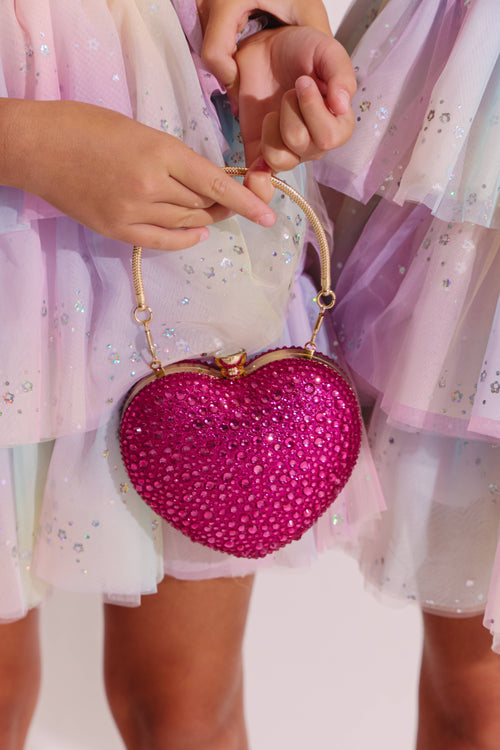Lola + The Boys Accessories Hot Pink Crystal Heart Purse