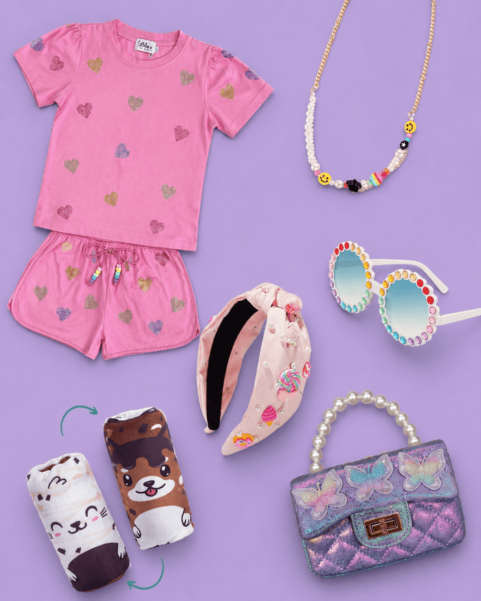 Lola + The Boys Accessories Pink / 2 Crystal Hearts Summer Essentials Basket