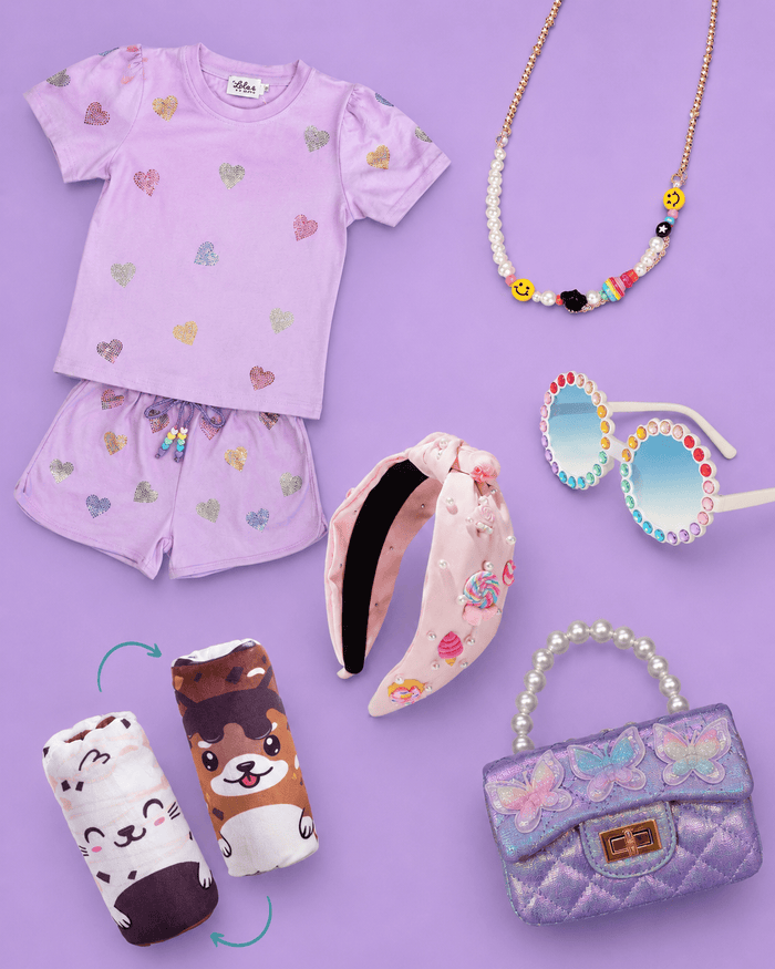 Lola + The Boys Accessories Lavender / 2 Crystal Hearts Summer Essentials Basket