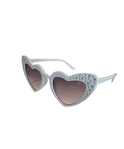 Lola & The Boys Accessories White Crystal Mini Heart Sunglasses