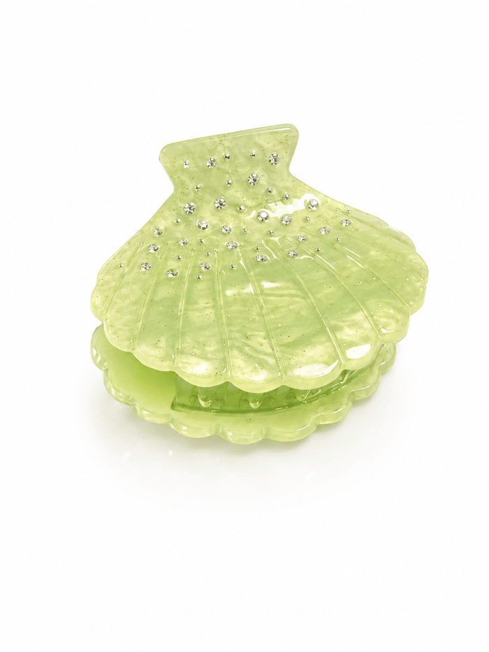 Top Trenz Accessories Sea Green Crystal Pearl Shell Claw Clip