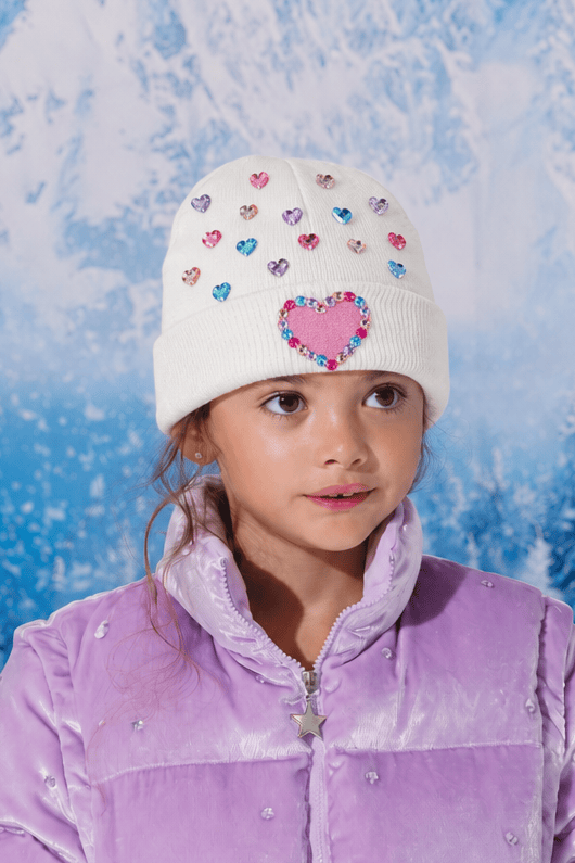 Lola + The Boys Accessories Diamond Hearts Beanie