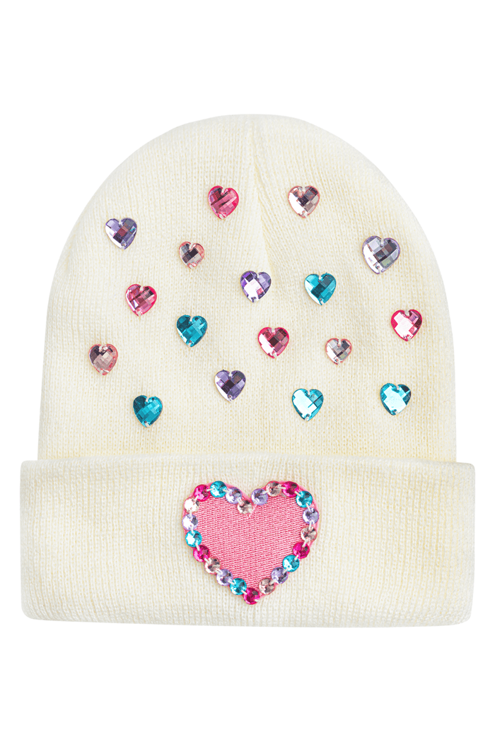 Lola + The Boys Accessories Diamond Hearts Beanie
