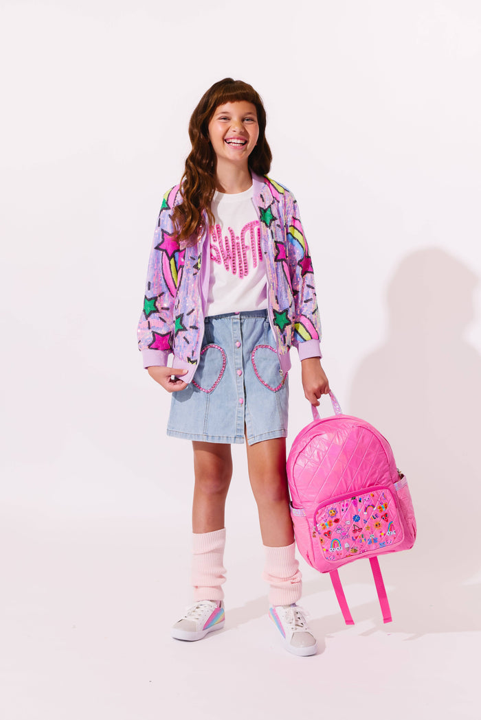 exclude-new-arriv Accessories Doodle Art Quilted Backpack