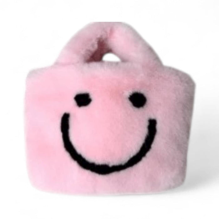 Lola + The Boys Accessories pink Fuzzy Smiley Purse